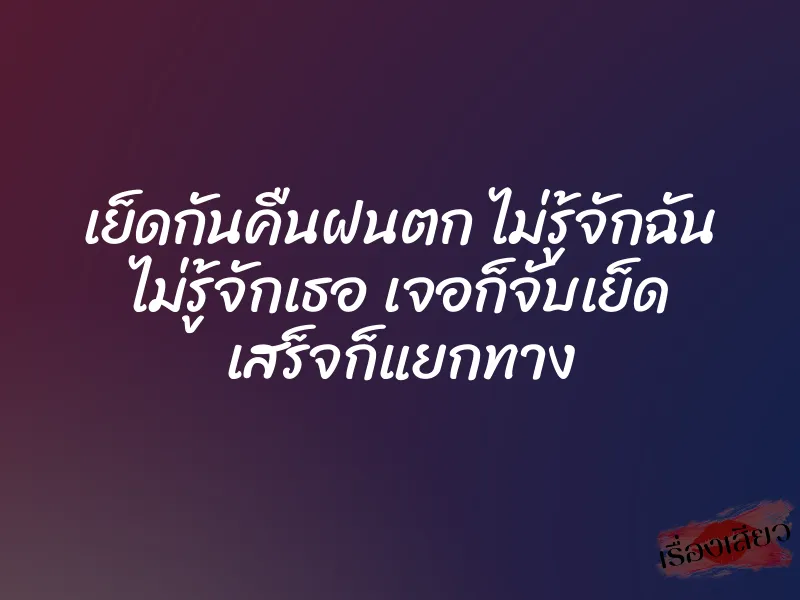 เย็ดกันคืนฝนตก ไม่รู้จักฉัน ไม่รู้จักเธอ เจอก็จับเย็ด เสร็จก็แยกทาง 1 เย็ดกันคืนฝนตก ไม่รู้จักฉัน ไม่รู้จักเธอ เจอก็จับเย็ด เสร็จก็แยกทาง