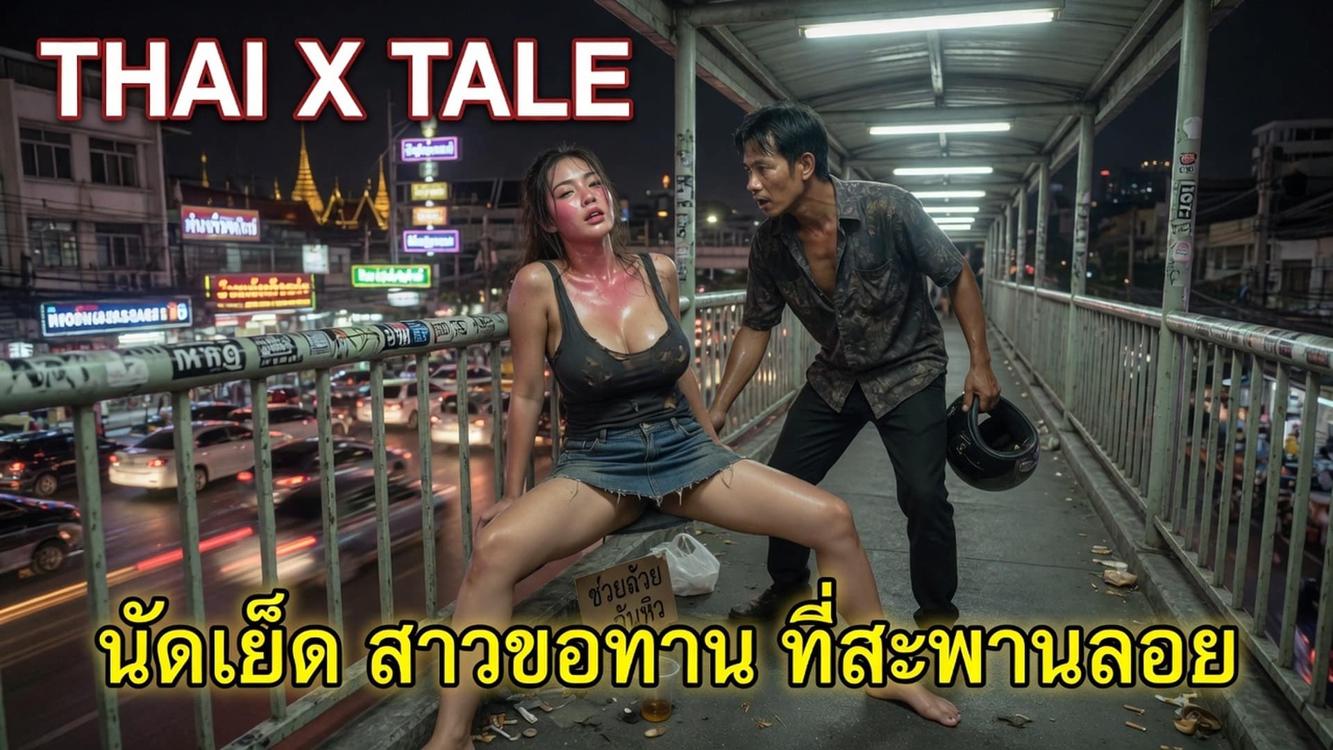เรื่องเสียว นัดเย็ด สาวขอทาน ที่สะพานลอย | ThaiXTale