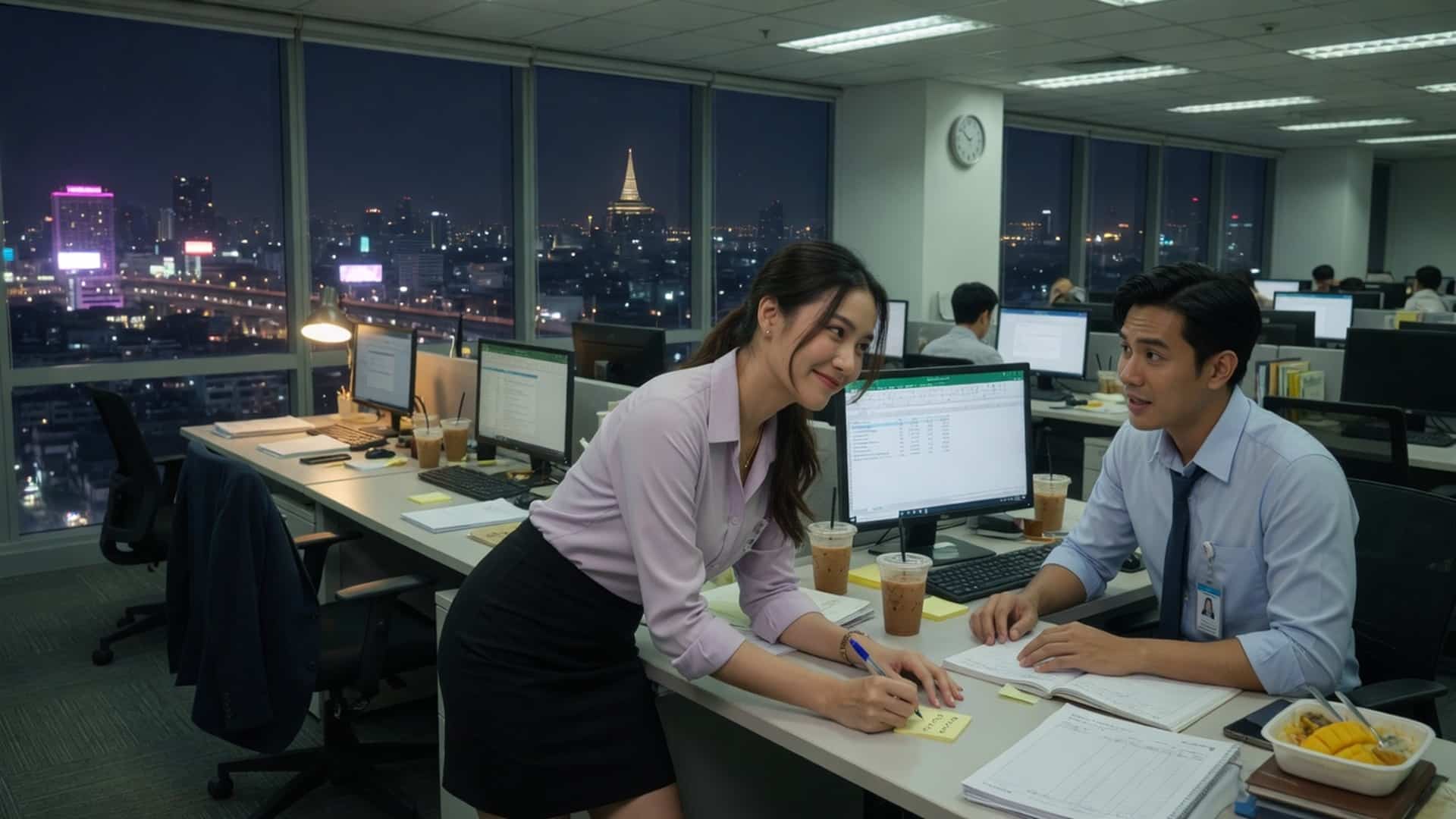 เรื่องเสียว อยู่ทำโอที เลยได้ขย่มหีรุ่นน้อง | ThaiXTale