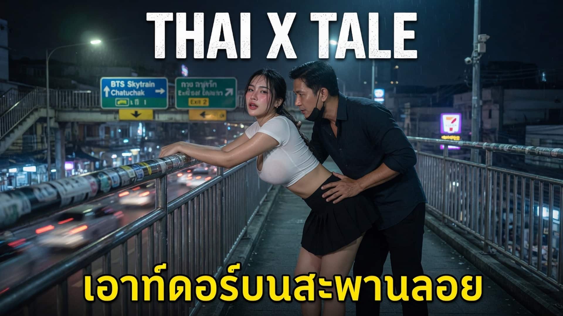 เรื่องเสียว เย็ดกันแบบเอาท์ดอร์กับคนเมาบนสะพานลอย | ThaiXTale