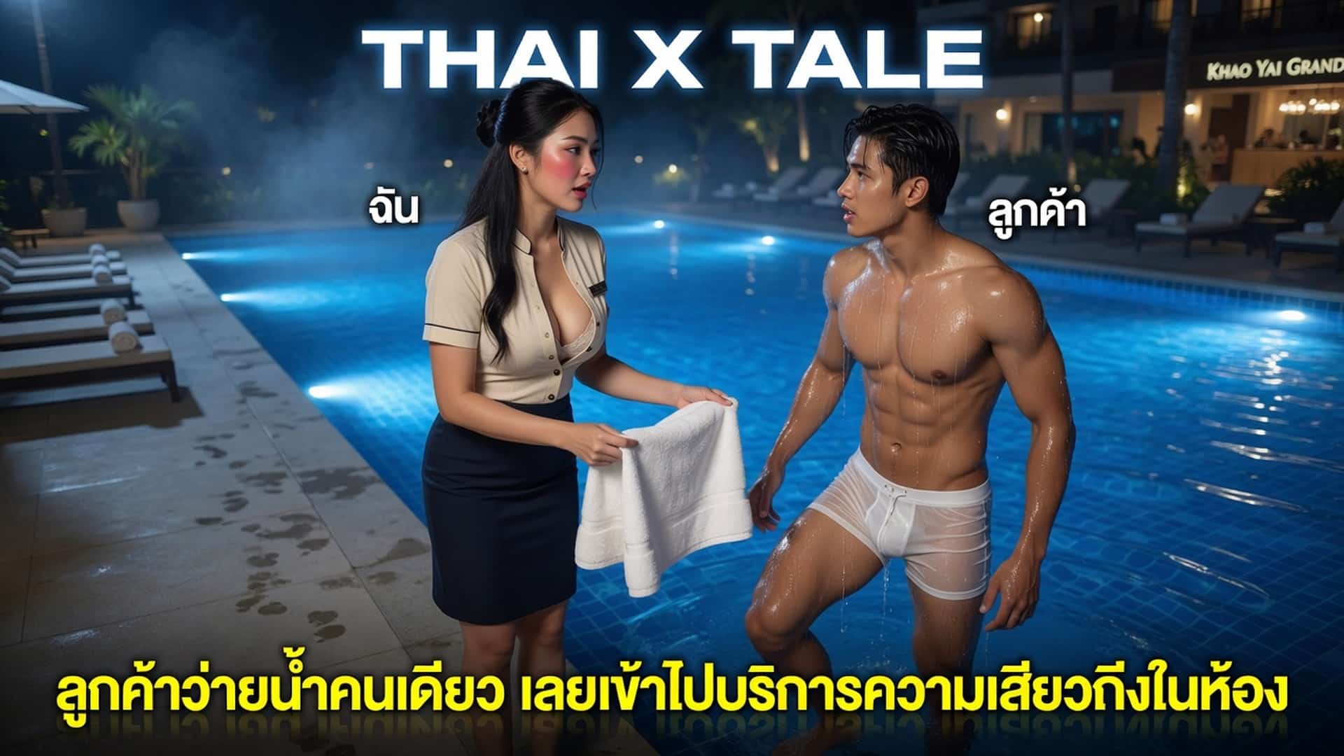 เรื่องเสียว ลูกค้าว่ายน้ำคนเดียว เลยเข้าไปบริการความเสียวถึงในห้อง | ThaiXTale