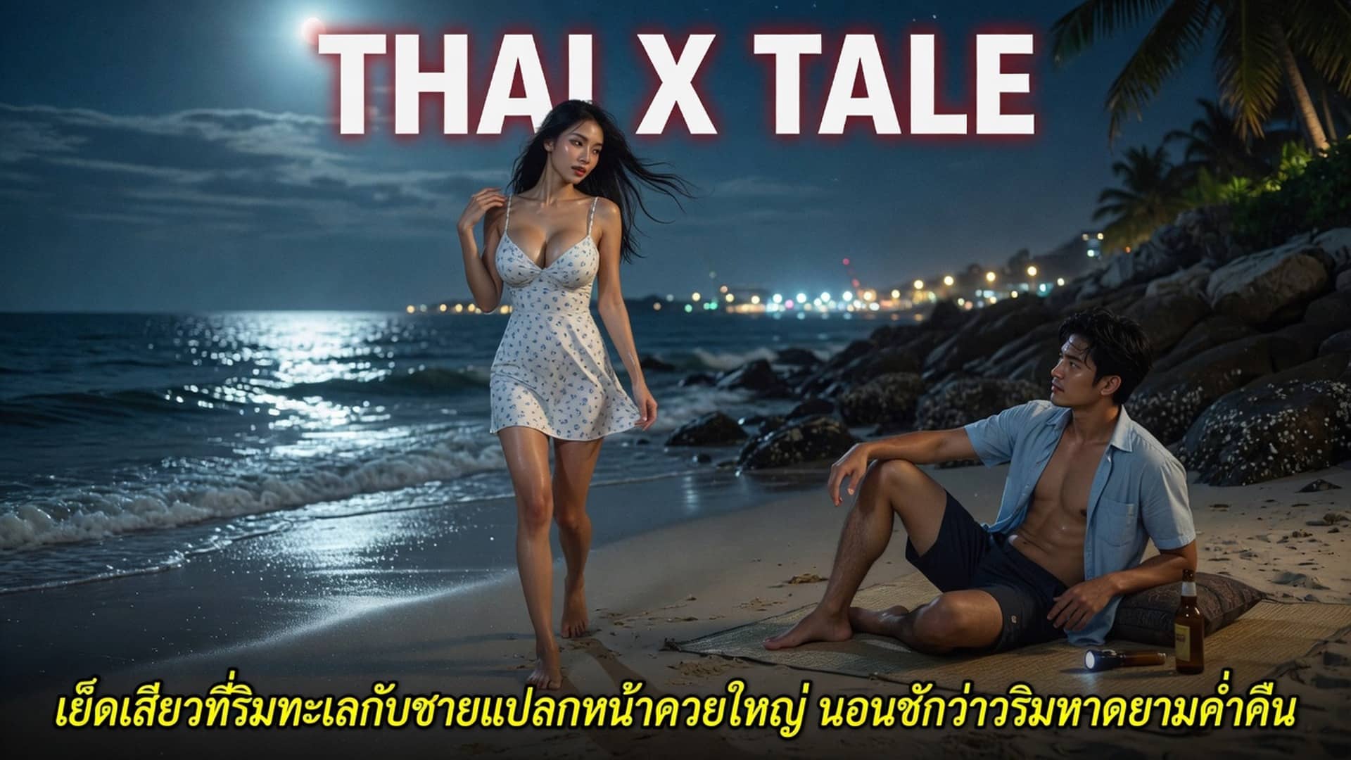 เรื่องเสียว เย็ดเสียวที่ริมทะเลกับชายแปลกหน้าควยใหญ่ นอนชักว่าวริมหาดยามค่ำคืน | ThaiXTale