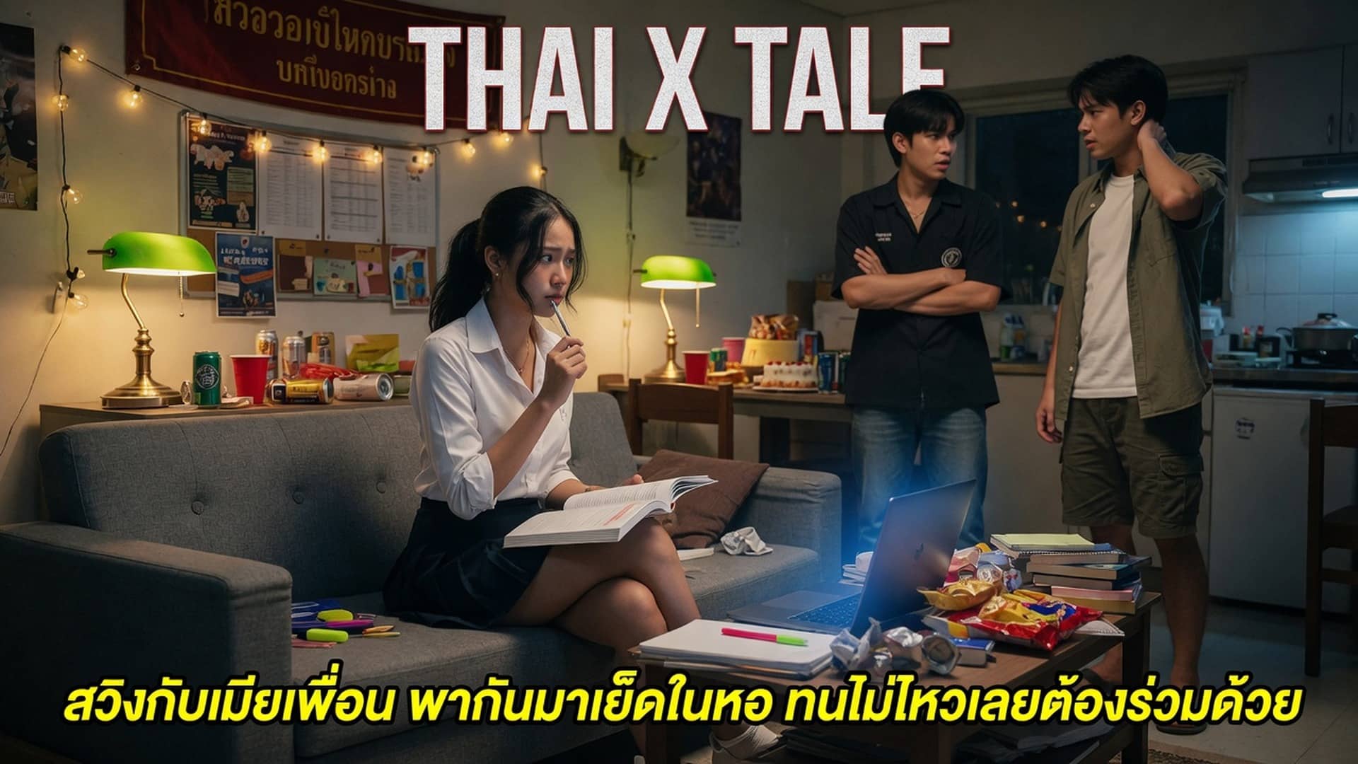 เรื่องเสียว สวิงกับเมียเพื่อน พากันมาเย็ดในหอ ทนไม่ไหวเลยต้องร่วมด้วย | ThaiXTale