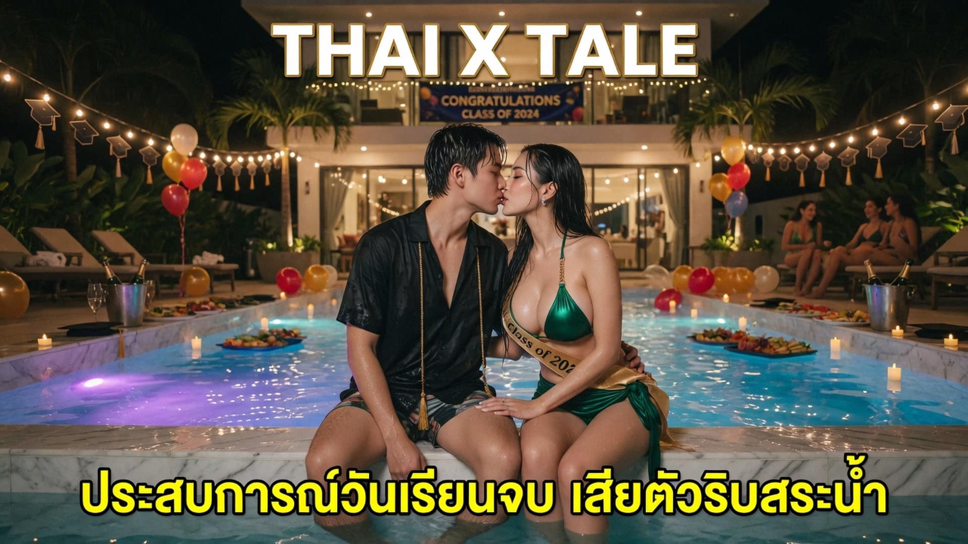 เรื่องเสียว ประสบการณ์วันเรียนจบ เสียตัวริมสระน้ำ | ThaiXTale