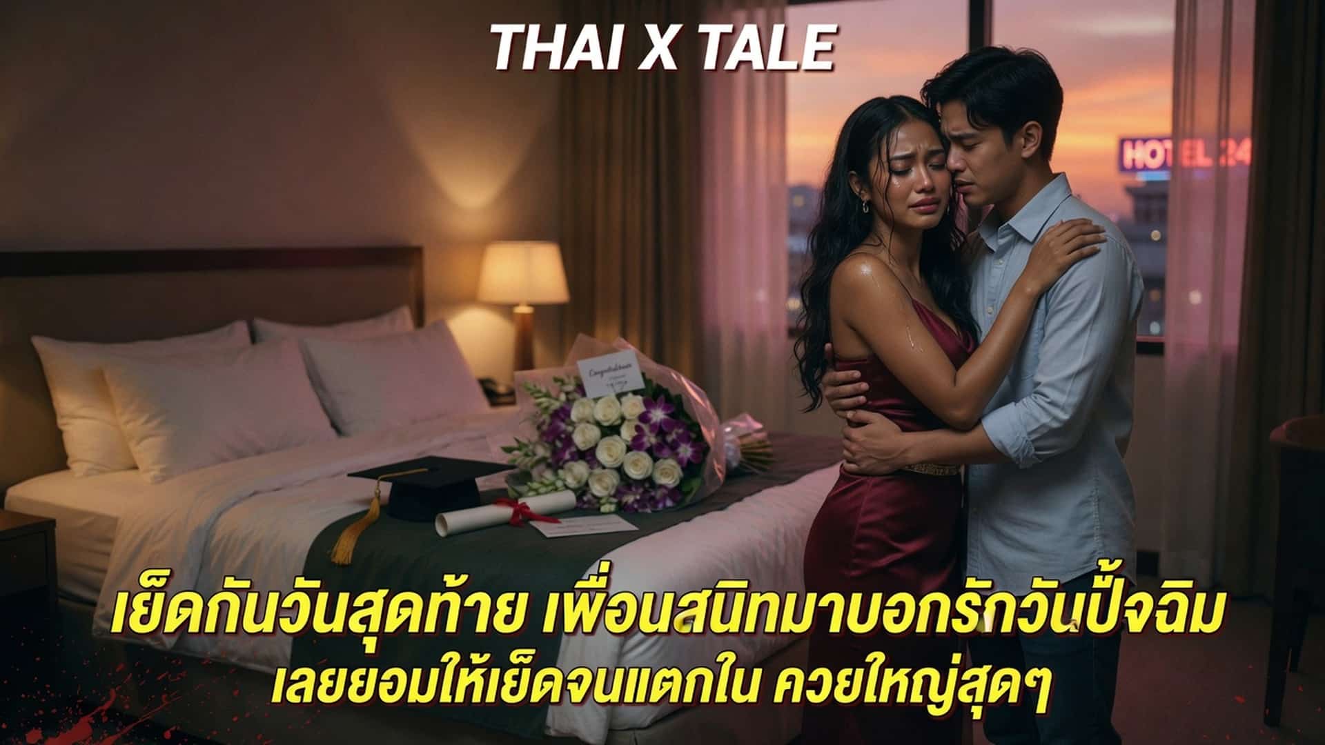 เรื่องเสียว เย็ดกันวันสุดท้าย เพื่อนสนิทมาบอกรักวันปัจฉิม เลยยอมให้เย็ดจนแตกใน ควยใหญ่สุดๆ | ThaiXTale