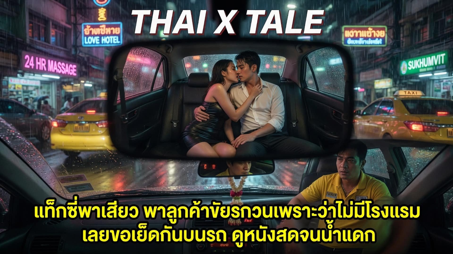 เรื่องเสียว แท็กซี่พาเสียว พาลูกค้าขัยรถวนเพราะว่าไม่มีโรงแรม เลยขอเย็ดกันบนรถ ดูหนังสดจนน้ำแตก | ThaiXTale