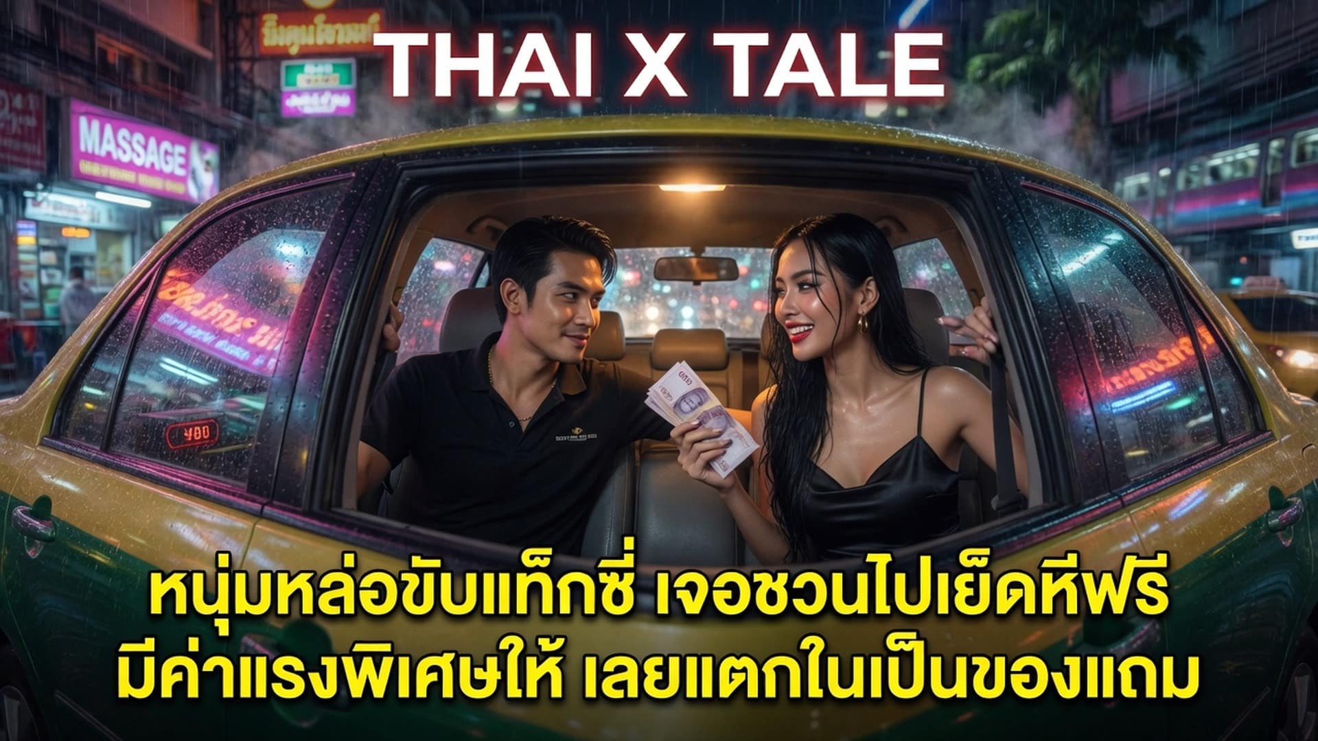 เรื่องเสียว หนุ่มหล่อขับแท็กซี่ เจอชวนไปเย็ดหีฟรี มีค่าแรงพิเศษให้ เลยแตกในเป็นของแถม | ThaiXTale