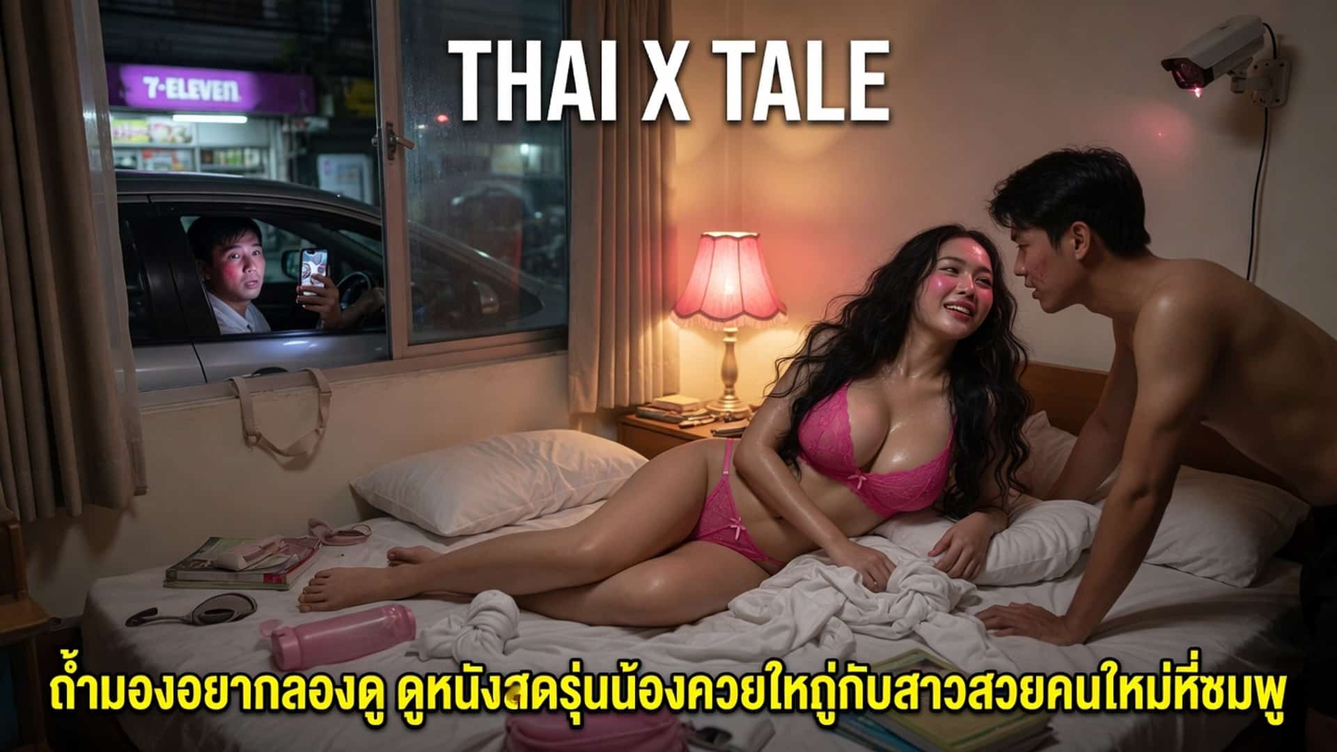เรื่องเสียว ถ้ำมองอยากลองดู ดูหนังสดรุ่นน้องควยใหญ่กับสาวสวยคนใหม่หีชมพู | ThaiXTale