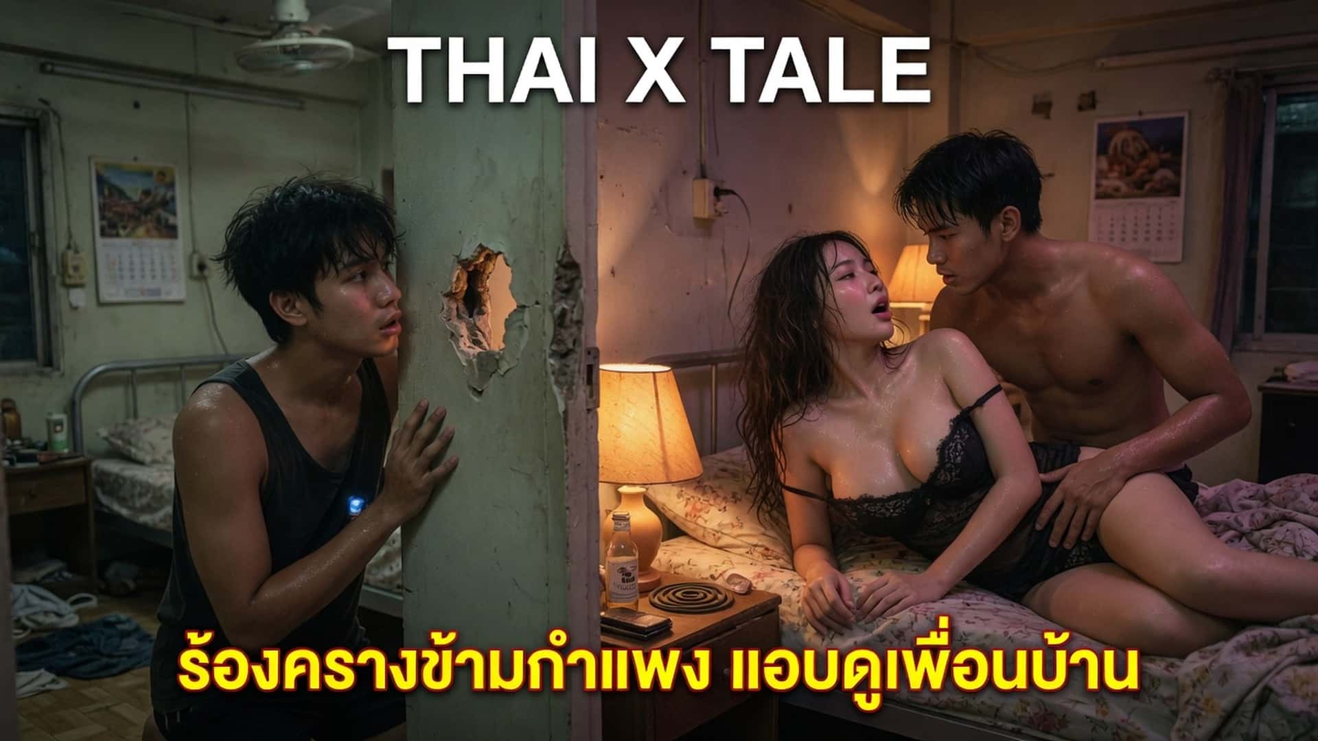 เรื่องเสียว ร้องครางข้ามกำแพง แอบดูเพื่อนบ้านเย็ดกันผ่านรูกำแพง ควยใหญ่เย็ดเสียวจนเงี่ยนตาม | ThaiXTale
