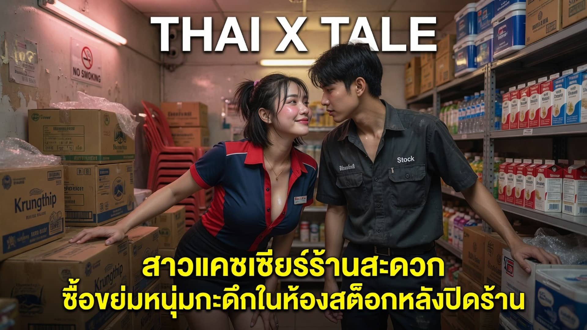 เรื่องเสียว สาวแคชเชียร์ร้านสะดวกซื้อขย่มหนุ่มกะดึกในห้องสต็อกหลังปิดร้าน | ThaiXTale