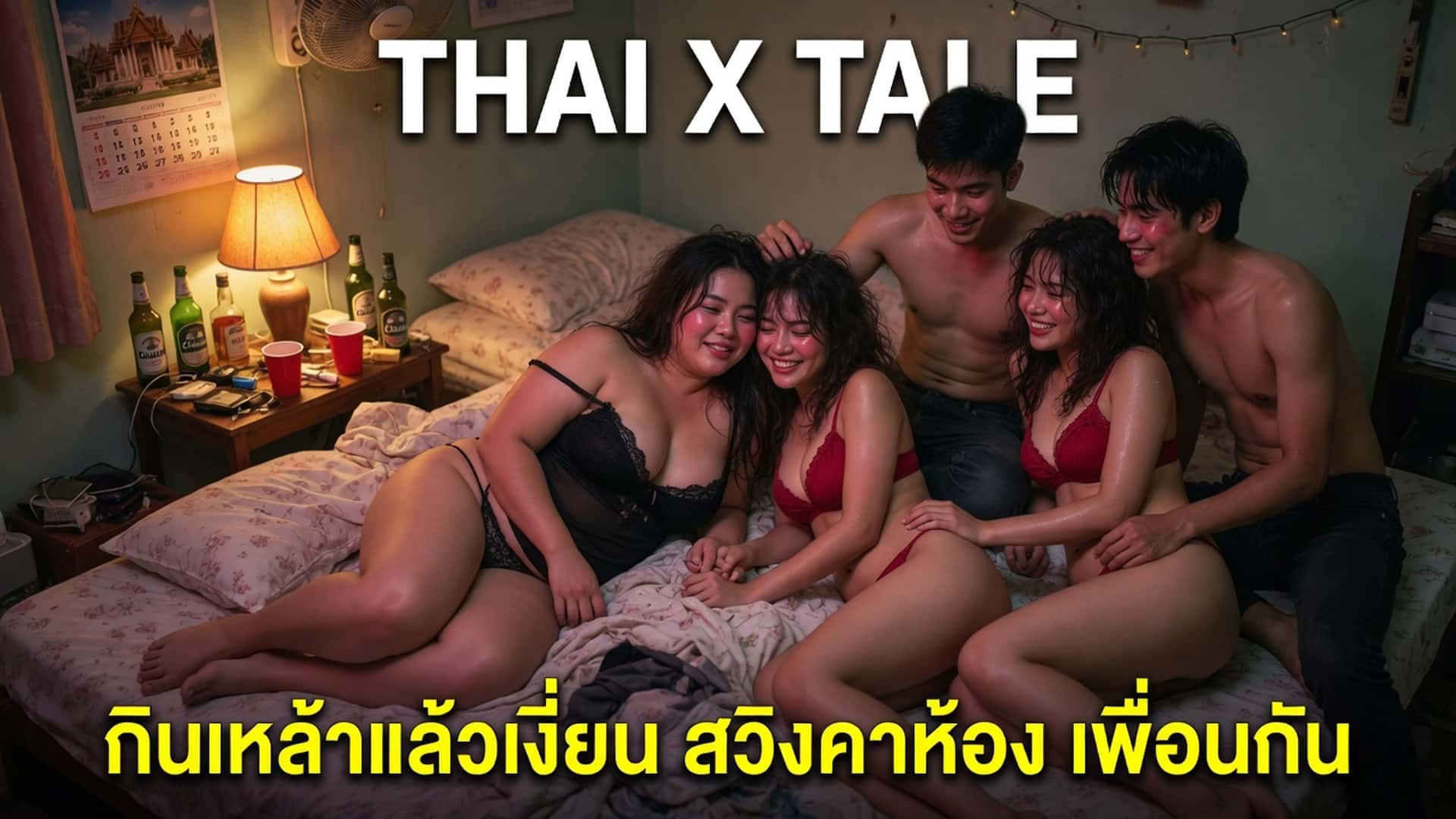 เรื่องเสียว กินเหล้าแล้วเงี่ยน สวิงคาห้อง เพื่อนกัน ปันเสียว น้ำแตกคารูหีสองสาว | ThaiXTale