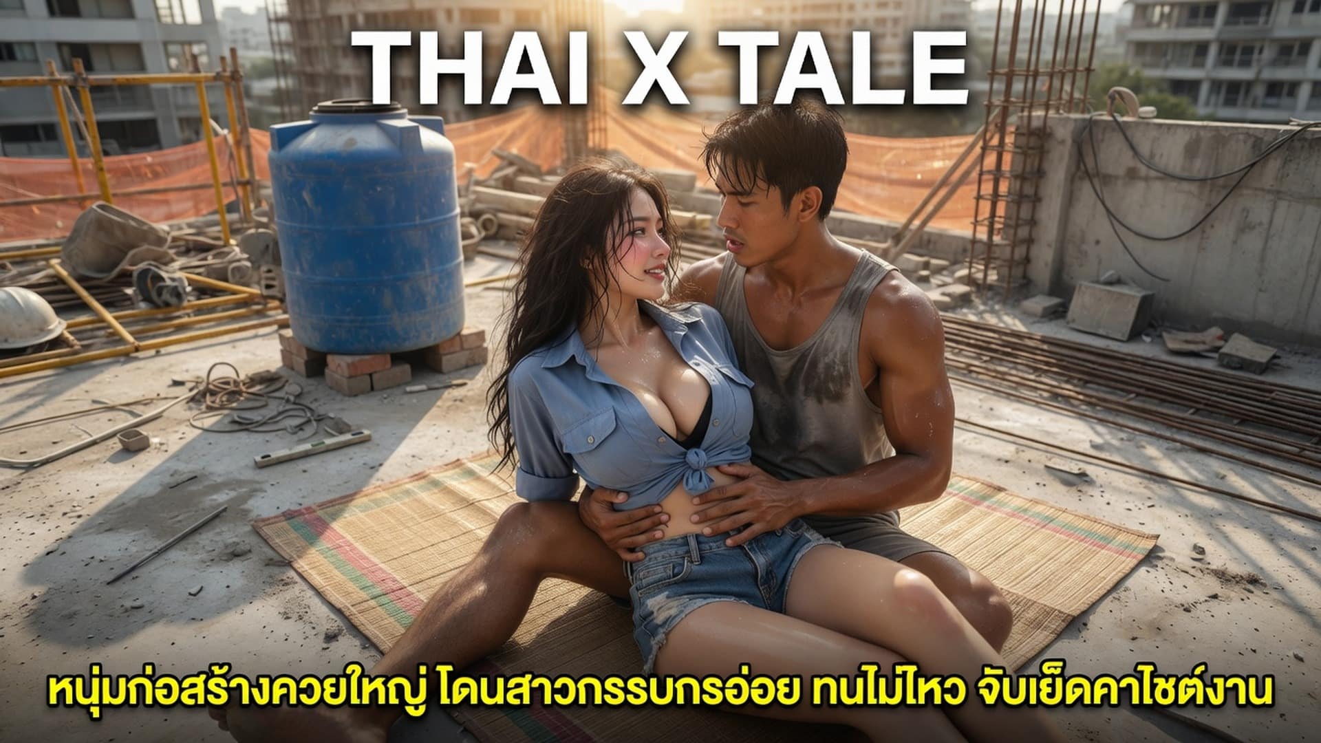 เรื่องเสียว หนุ่มก่อสร้างควยใหญ่ โดนสาวกรรมกรอ่อย ทนไม่ไหว จับเย็ดคาไซต์งาน | ThaiXTale