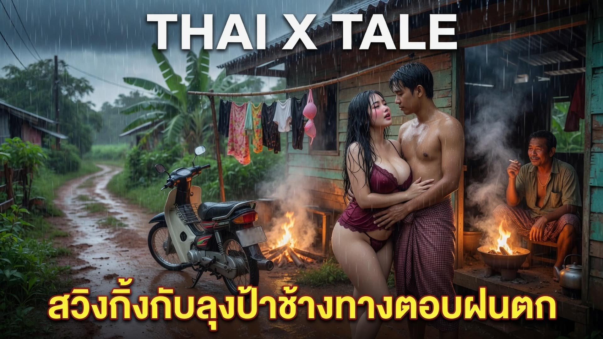 เรื่องเสียว สวิงกิ้งกับลุงป้าข้างทางตอนฝนตก | ThaiXTale