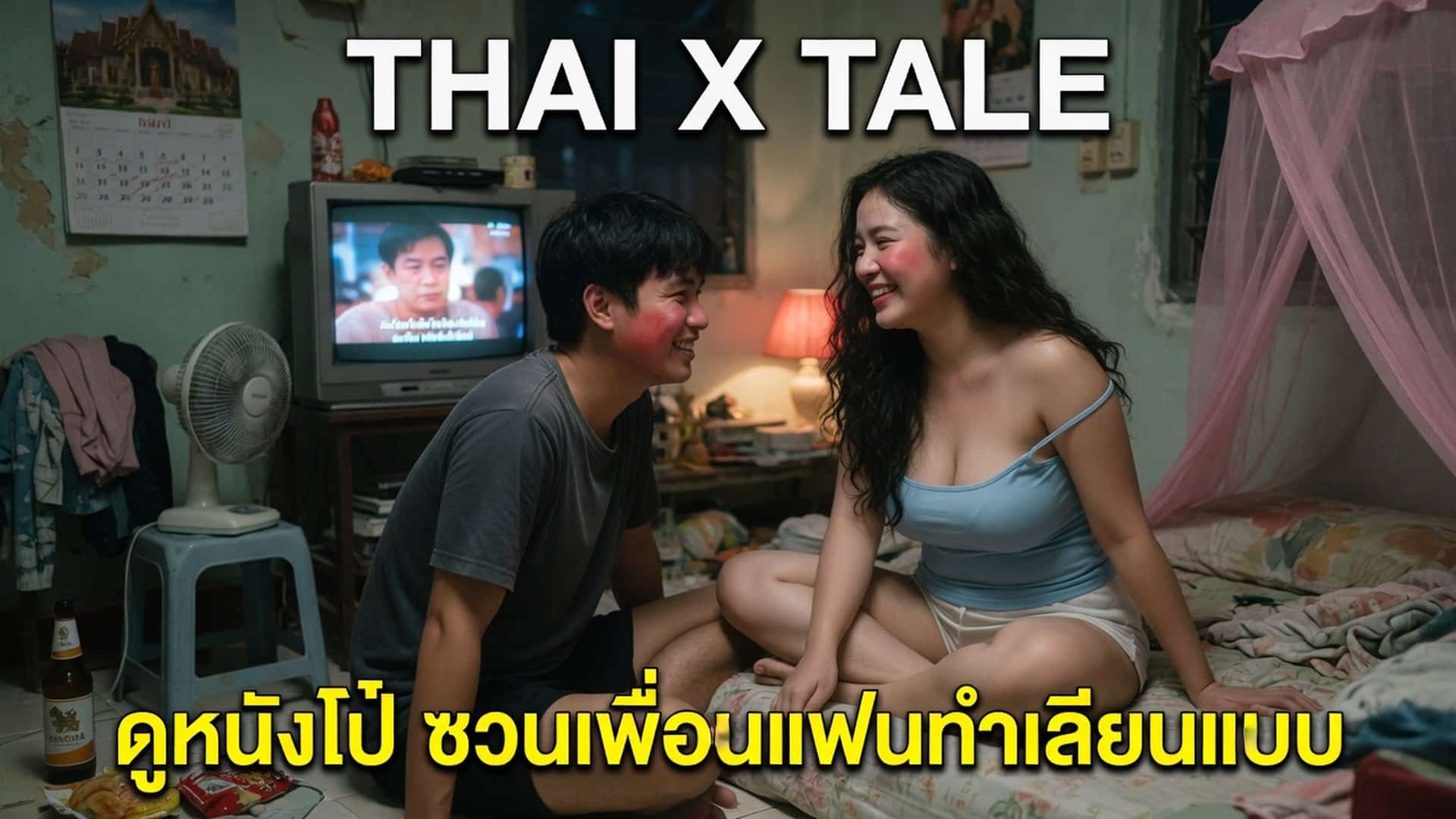 เรื่องเสียว ดูหนังโป๊ ชวนเพื่อนแฟนทำเลียนแบบ | ThaiXTale