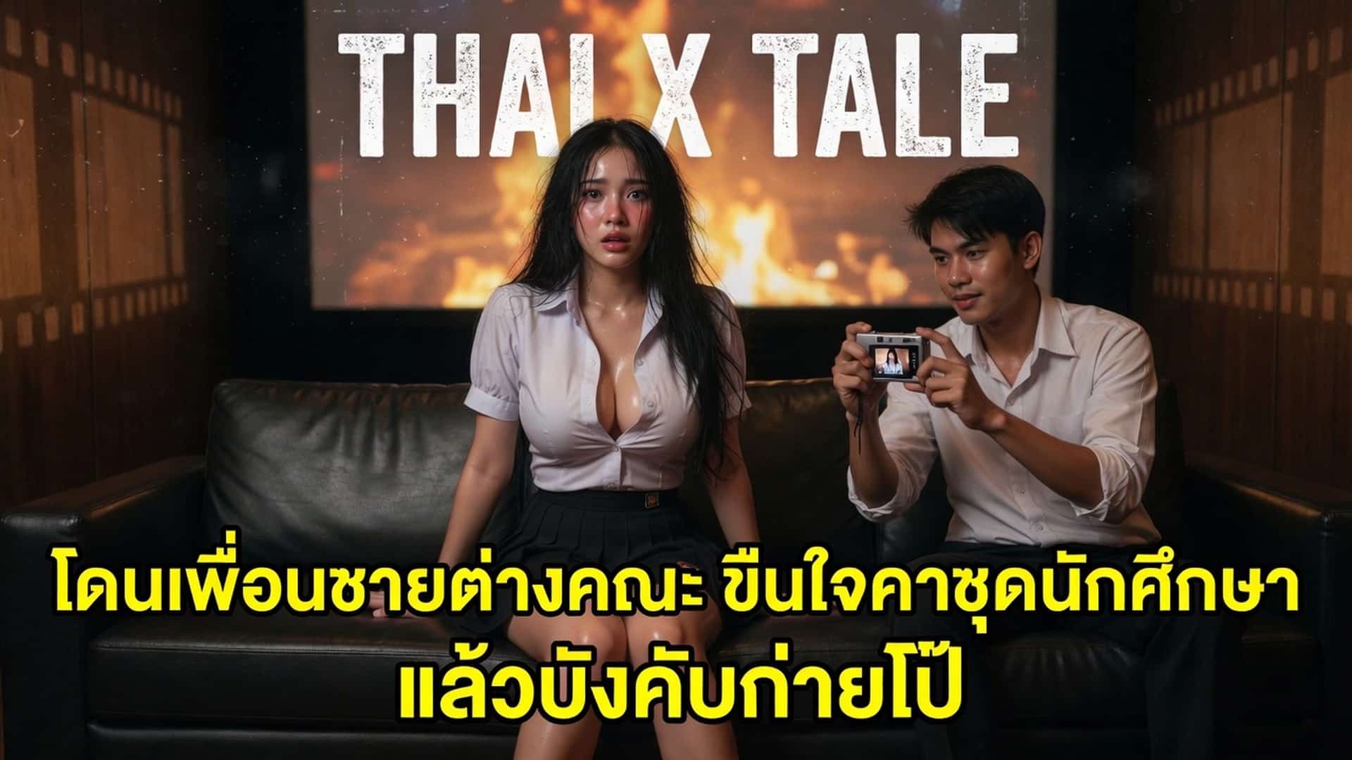 เรื่องเสียว โดนเพื่อนชายต่างคณะ ขืนใจคาชุดนักศึกษาแล้วบังคับถ่ายโป๊ | ThaiXTale