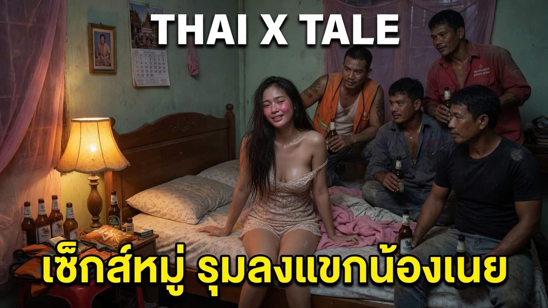 เรื่องเสียว เซ็กส์หมู่ รุมลงแขกน้องเนย | ThaiXTale
