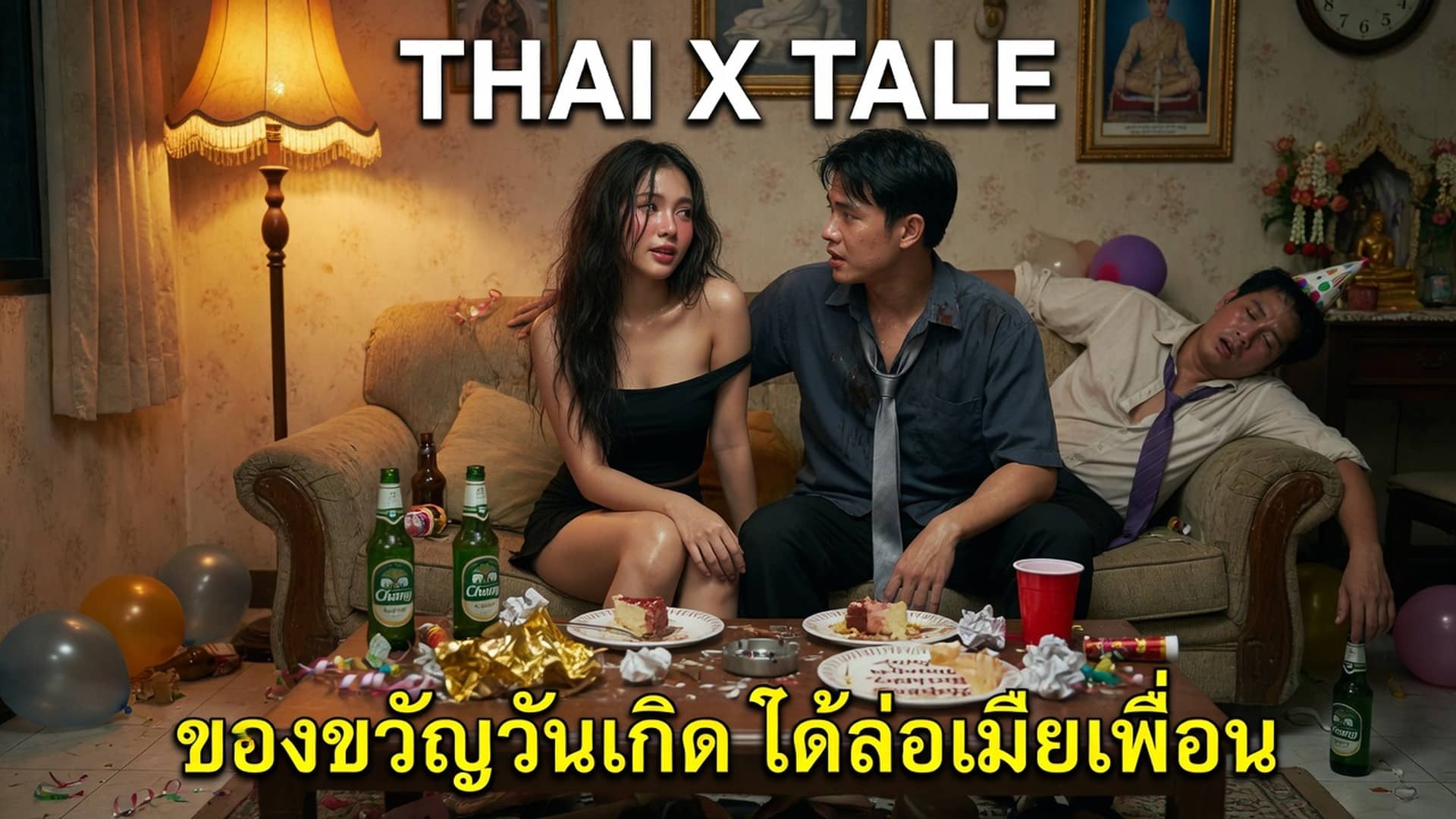 เรื่องเสียว ของขวัญวันเกิด ได้ล่อเมียเพื่อน | ThaiXTale