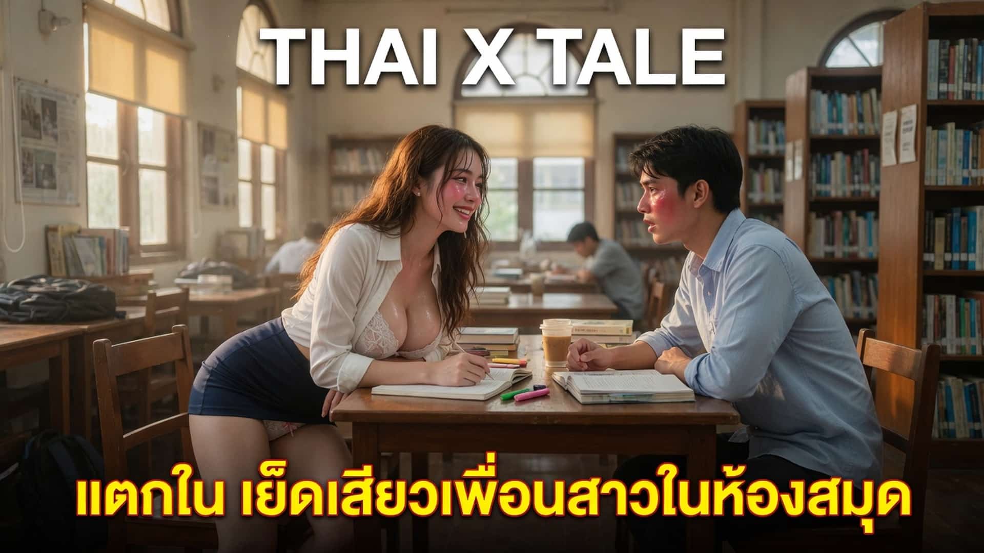 เรื่องเสียว แตกใน เย็ดเสียวเพื่อนสาวในห้องสมุด | ThaiXTale